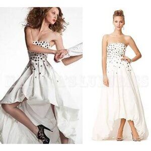 BCBG BCBGMAXAZRIA GOWN STRAPLESS TAFFETA GARDENIA DRESS EMBELLISHED WEDDING 2